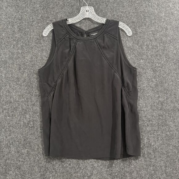 Javier Simorra Blouse Women's Medium Black Silk Sleeveless Tank Top Braided - Picture 1 of 6